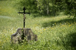 Wegkreuz im Vilstal Kreuz im Vilstal inmitten einer blumigen Bergwiese. Horizonte Erweitern Route 3 - Denkmal 1