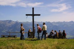 Hörnerbahn Bolsterlang Gipfel Traumhafe Aussicht auf das Alpenpanorama