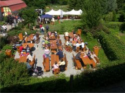 Blick auf den Biergarten