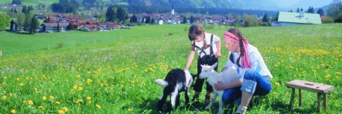Familie mit Ziegen