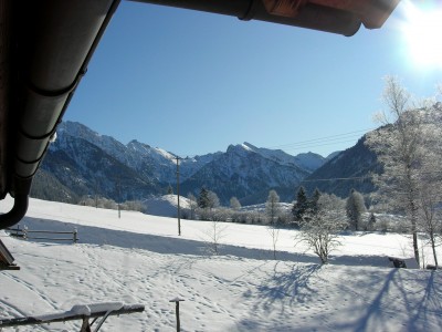 Ausblick vom Balkon im Winter