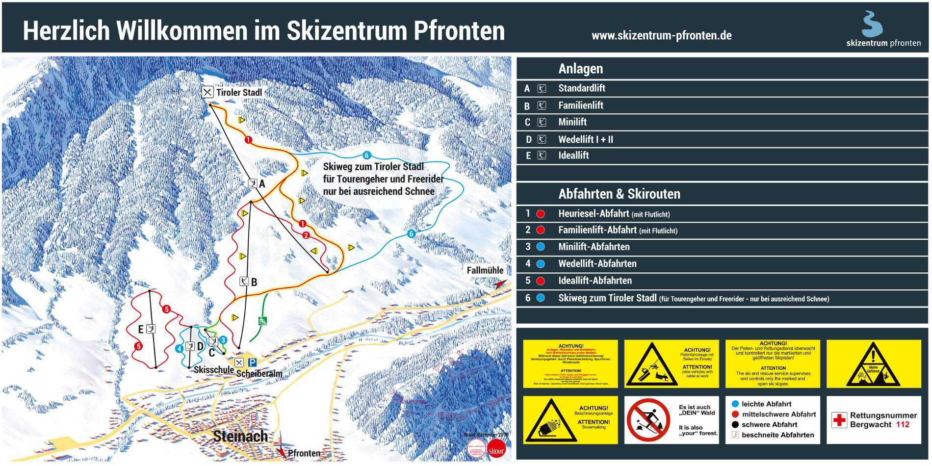 Pistenplan von Füssen und östliches Allgäu Pistenplan von Füssen und östliches Allgäu