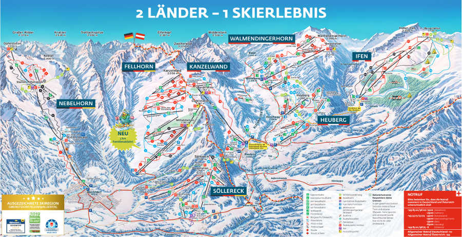 Pistenplan von Oberstdorf und Kleinwalsertal Pistenplan von Oberstdorf und Kleinwalsertal